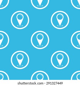 Map marker pointing area in circle, repeated on blue background