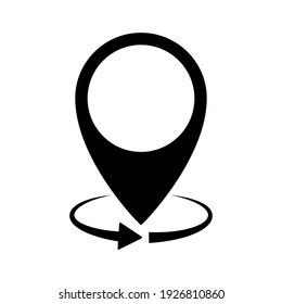 Map marker rotation icon. 360 degree rotation. Location pointer icon. GPS icon. Vector illustration.