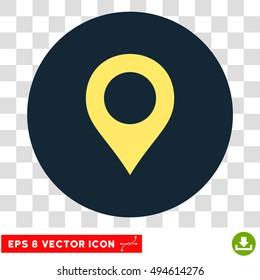 Map Marker round icon. Vector EPS illustration style is flat iconic bicolor symbol, yellow and dark blue colors, transparent background.