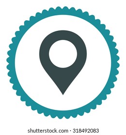 Map Marker round stamp icon. This flat vector symbol is drawn with soft blue colors on a white background.