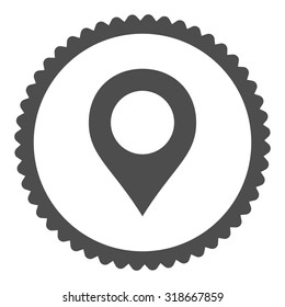 Map Marker round stamp icon. This flat vector symbol is drawn with gray color on a white background.