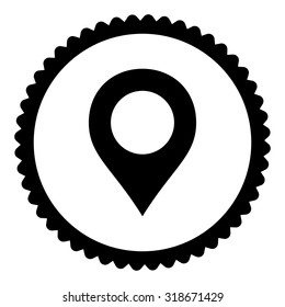 Map Marker round stamp icon. This flat vector symbol is drawn with black color on a white background.