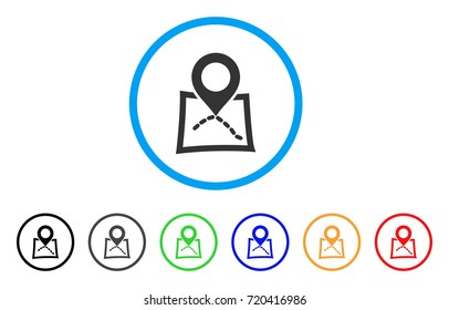 Map Marker rounded icon. Style is a flat map marker grey symbol inside light blue circle with black, gray, green, blue, red, orange color versions. Vector designed for web and software interfaces.