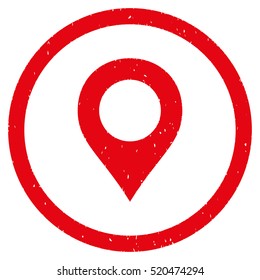 Map Marker rubber seal stamp watermark. Icon vector symbol with grunge design and dust texture. Scratched red ink sticker on a white background.