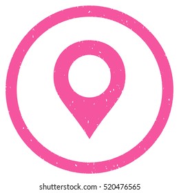 Map Marker rubber seal stamp watermark. Icon vector symbol with grunge design and unclean texture. Scratched pink ink sticker on a white background.