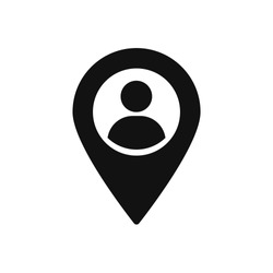 Маркер карты с силуэтом человека, значок карты, символ местоположения GPS, векторная иллюстрация