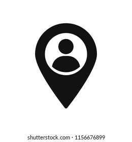 Map marker with a Silhouette of a person, Map pin icon, GPS location symbol, vector illustration
