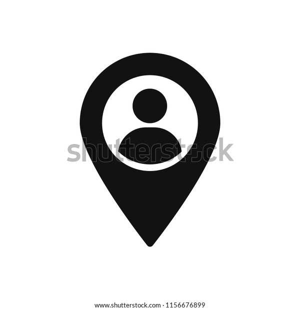 Map marker with a Silhouette\
of a person, Map pin icon, GPS location symbol, vector\
illustration