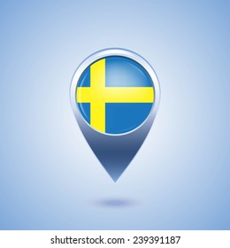 Map marker with Sweden flag