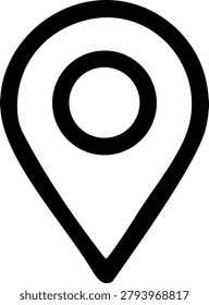 Map marker symbol featuring nested circles. Represents a specific place or geographic point. Ideal for navigation and location services.