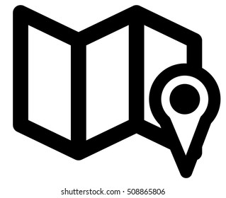 Map and map marker symbol. (Navigation icon)