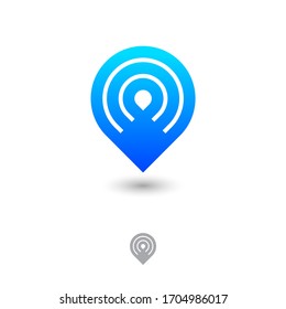 Map marker, UI icon. Pin, location, navigation pictogram. Pin symbol with shadow on a white background. Web icon.