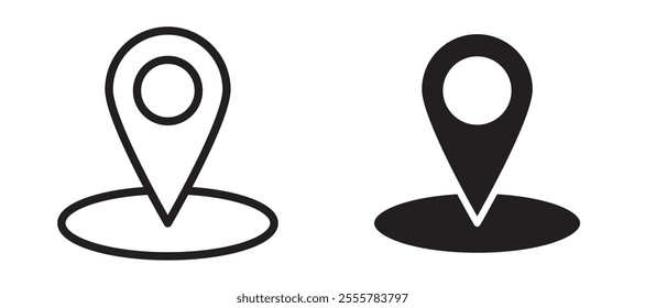 Map marker vector icon set in black color.