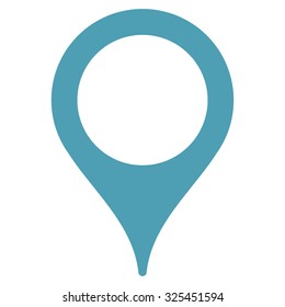 Map Marker vector icon. Style is flat symbol, cyan color, rounded angles, white background.
