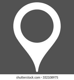 Map Marker vector icon. Style is flat symbol, white color, rounded angles, gray background.