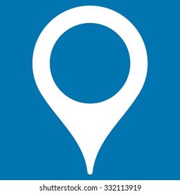 Map Marker vector icon. Style is flat symbol, white color, rounded angles, blue background.