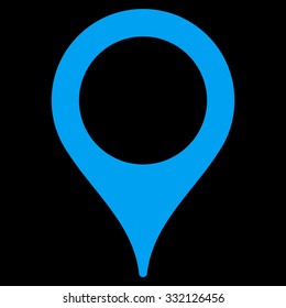 Map Marker vector icon. Style is flat symbol, blue color, rounded angles, black background.