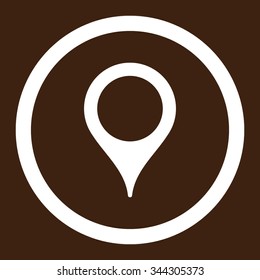 Map Marker vector icon. Style is flat rounded symbol, white color, rounded angles, brown background.