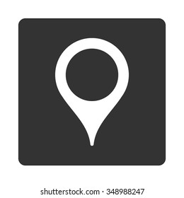 Map Marker vector icon. Style is flat rounded square button, white and gray colors, white background.