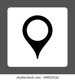 Map Marker vector icon. Style is flat rounded square button, black and white colors, gray background.