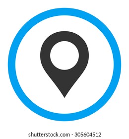 Map Marker vector icon. This rounded flat symbol is drawn with blue and gray colors on a white background.