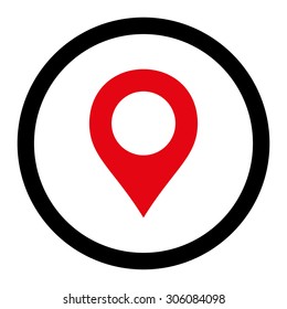 Map Marker vector icon. This rounded flat symbol is drawn with intensive red and black colors on a white background.