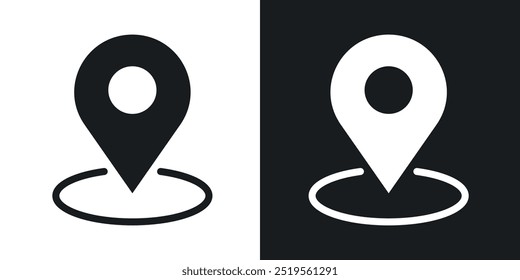 Map markerline vector icon set in solid and outline style.