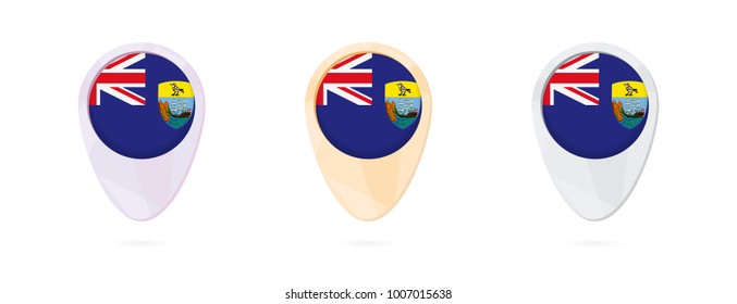Map markers with flag of Saint Helena, 3 color versions.