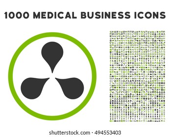 Map Markers icon with 1000 medical business eco green and gray vector pictograms. Design style is flat bicolor symbols, white background.