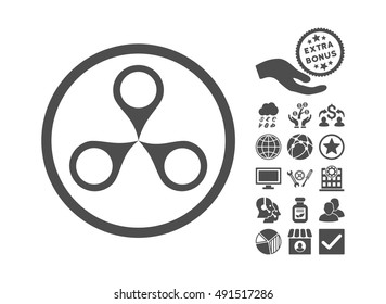 Map Markers icon with bonus design elements. Vector illustration style is flat iconic symbols, gray color, white background.