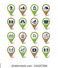 Map Markers Icons Set : Nature & Eco, Trips & Travel