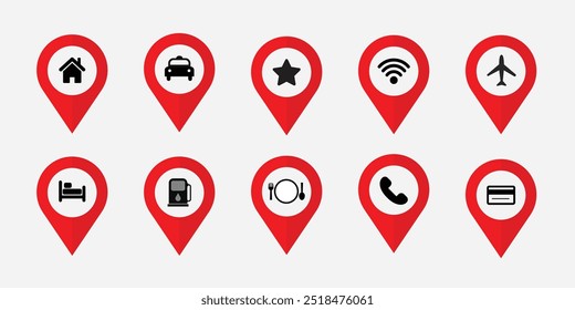 Map markers icons set vectors