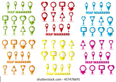 Map markers. Navigation pins collection. Set pins