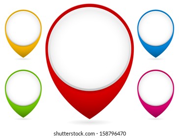 Map markers, map pins collection (transparent shadow, big white place for icons, logo)