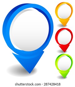 Map markers, map pins vector illustration. Location, locating concept. abstract needles, thumbtacks.