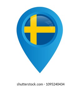 Map markers with Sweden flag, Vector EPS10 Illustration