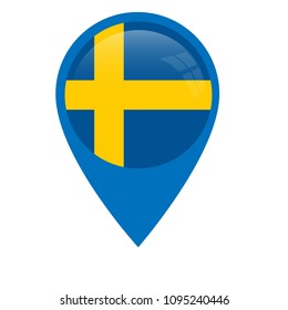 Map markers with Sweden flag, Vector EPS10 Illustration