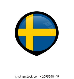 Map markers with Sweden flag, Vector EPS10 Illustration