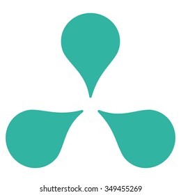 Map Markers vector icon. Style is flat symbol, cyan color, rounded angles, white background.