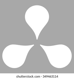 Map Markers vector icon. Style is flat symbol, white color, rounded angles, silver background.