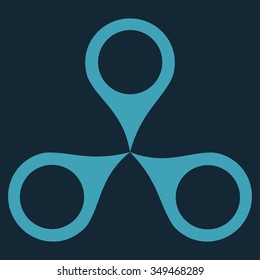 Map Markers vector icon. Style is flat symbol, blue color, rounded angles, dark blue background.