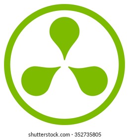 Map Markers vector icon. Style is flat circled symbol, eco green color, rounded angles, white background.