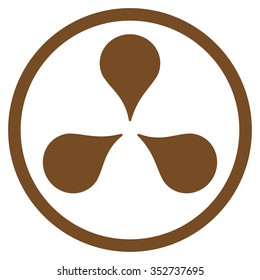 Map Markers vector icon. Style is flat circled symbol, brown color, rounded angles, white background.