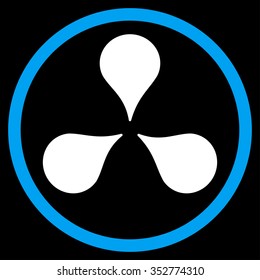 Map Markers vector icon. Style is bicolor flat circled symbol, blue and white colors, rounded angles, black background.