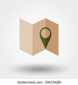 Map. Map marks. Icon for web and mobile application. Vector illustration on a white background. Flat design style.