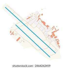 Map of Marseille Provence Airport (France). IATA-code: MRS. Airport diagram with runways, taxiways, apron, parking areas and buildings. Map Data from OpenStreetMap.