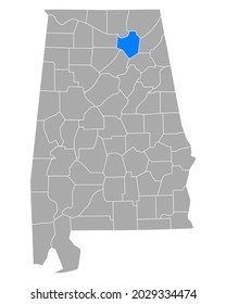 Karte von Marshall in Alabama auf Weiß