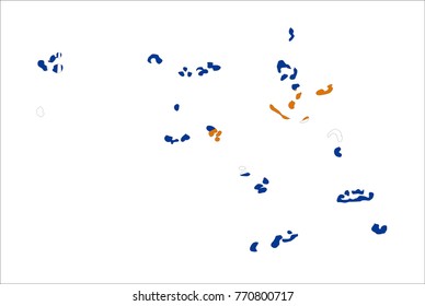 Map Of Marshall Islands With Flag Isolated On White Background.