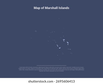  Mapa de Ilhas Marshall, minimalista vetor silhueta em azul suave sobre fundo escuro