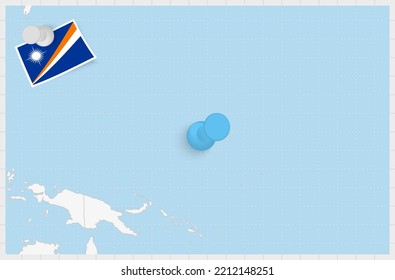 Map of Marshall Islands with a pinned blue pin. Pinned flag of Marshall Islands, vector illustration.